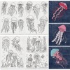 DOODLREAM 16Pcs Jellyfish Embroidery Pattern Stabilizers, 21 x 29.7cm Ocean