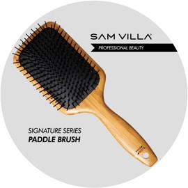 Sam Villa Signature Series Bamboo Brush Wooden Paddle Brush For Hair Styling
