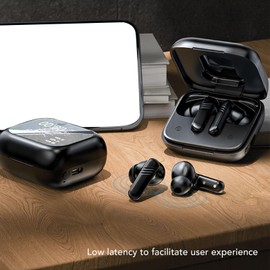 Wireless Earbuds, Touch Control Bluetooth 5.3 Headphones Bass Stereo, ENC Noise Cancelling Mics, 2.01 Inch HD Screen Charging Case, Earphones for Office Travel