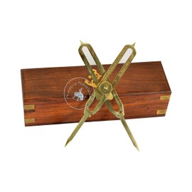 Title: Aasiya Nautical Solid Brass Proportional Divider Marine Navigation Compass with Elegant Wooden Box