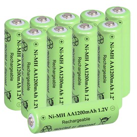 Zsolarigt Solar Battery NI-MH AA 1200mAh 1.2V, 10 Packs Double A Rechargeable Batteries for Household Devices, Outdoor Solar Yard Lights, Pre-Charged