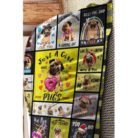 Unbranded Just A Girl Who Loves Pugs 50x60 Throw Blanket