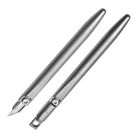 Tenchilon T32 Mini Keychain EDC Utility Knife, 3.2 inch Cylinde Titanium Handle with 2 Extra replaceable Blade, Used for Opening letters,Packages and Boxes