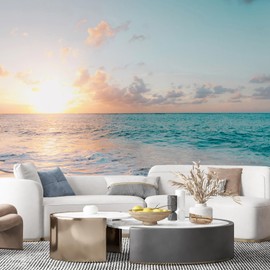 SIGNFORD Wall Mural Romantic Beach Removable Wallpaper Wall Sticker for Bedroom Living Room - 100x144 inches