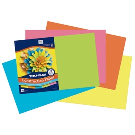 Tru-Ray Heavyweight Construction Paper, Hot Assorted Colors, 12" x 18", 50 Sheets