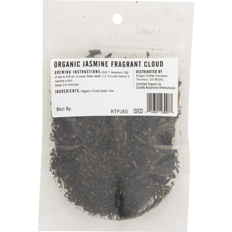 Allegro Tea, Organic Jasmine Fragrant Cloud, Loose Leaf Tea, 0.75