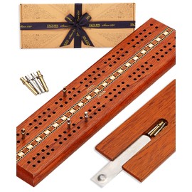 Jaques of London Cribbage Board | Luxury Mahogany Cribbage Board with Pegs | Traditional Games | Since 1795