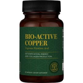 Global Healing Bio-Active Copper Supplement Cu1 - Cuprous Nicotinic Acid Helps Detox Body from Within - Supports Immune System & Red Blood Cell - Niacin Vitamin B3 Chelated Copper - 30 Capsules