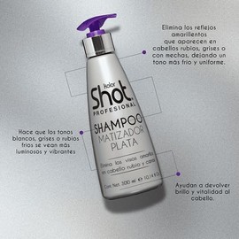Shampoo Matizador Plata Kolor Shot | Neutraliza Amarillos en Cabello Rubio, Decolorado y Canoso | Brillo Plateado y Cuidado Profesional | 300 ml