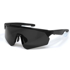 Jacuate Polarized Bluetooth Sunglasses for Men,Sport Smart Glasses for Women with Open Ear Music Speakers,Built-in Mic,UV Protection Running Baseball Sunglasses, Cycling Glasses(Black)