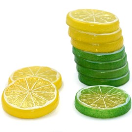 Hagao Fake Lemon Slice Artificial Fruit Highly Simulation Lifelike Model for Home Party Decoration Yellow Green 10 pcs