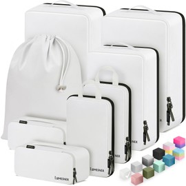 Velaybor 8 Set Compression Packing Cubes for Travel, Waterproof Luggage Organizers, Suitcase Organizer Set for Carry-On & Checked Baggage, Travel Accessories for Men & Women