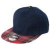 Accessoryo Navy Blue Snapback Flatbill Cap with Scottish Tartan Front
