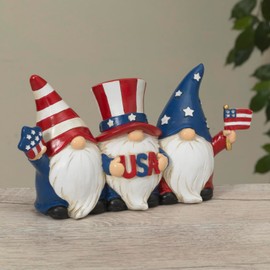 One Holiday Way 7.5-Inch Patriotic Americana Gnome Figurine w/Flag and USA Sign – Decorative Red, White and Blue – July 4th Memorial Day Home Decor