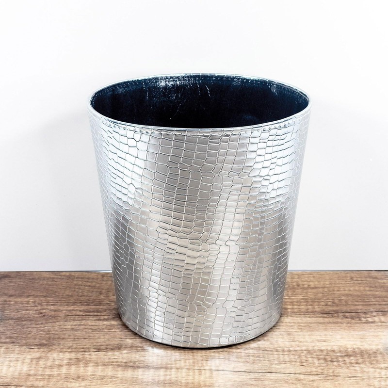Scakbyer Leather Trash Can, Decorative Waste Basket, 10L Capacity Small