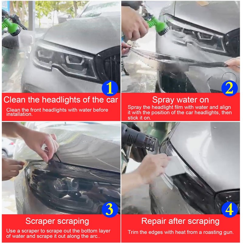 Agulier Compatible with 20% Dark Smoke Headlight Vinyl Tint Film