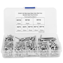 200Pcs Hex Socket Cap Head Screw 304 Stainless Steel Boxed Hardware Accessories M3