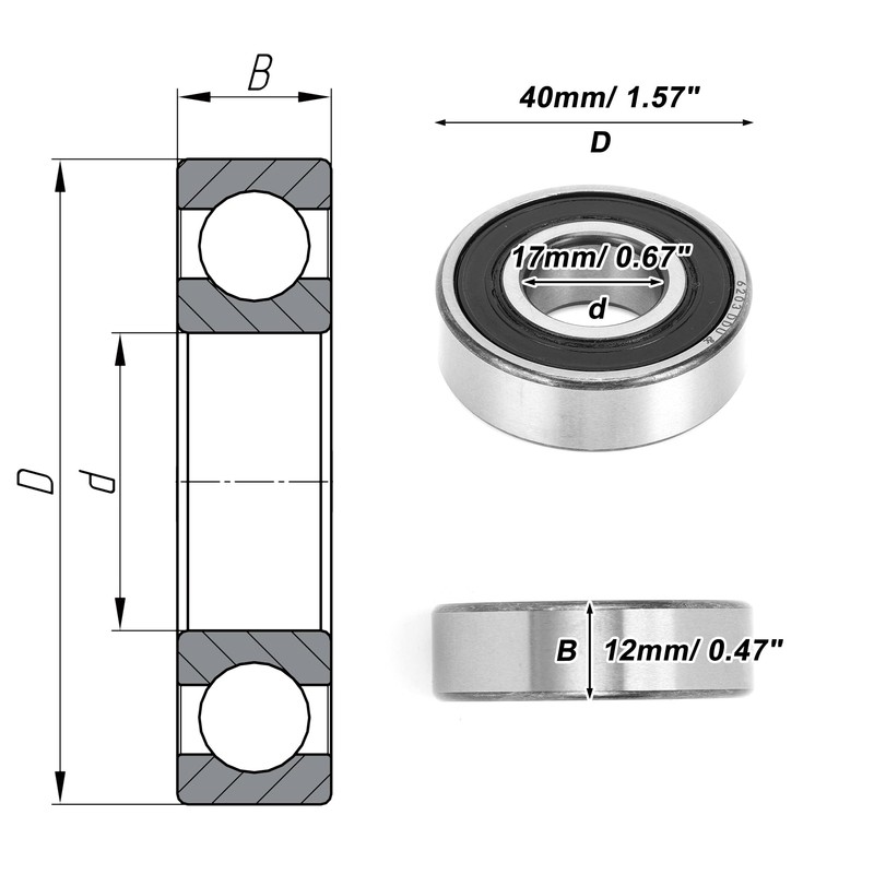 ACROPIX 6203DDU & Deep Groove Ball Bearing P5 17x40x12mm Lubricated
