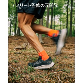 [DANISH ENDURANCE] Running Socks Non-Slip Grip Socks Men Women Unisex 2 Pairs, Multicolor (1x Black, 1x Orange), 25.0-28.0 cm