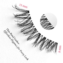 KSYOO Wispy Lashes Natural Look with Thin Clear Band Lashes,Thin Band Cat Eye Wispy Eyelashes,D Curl Strip Lashes That Look Like Extensions,Natural Wispy False Eyelashes