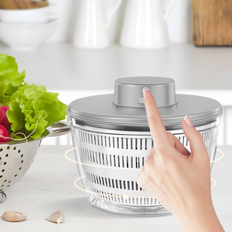 Salad Spinner Stainless Steel Large, Completely Automatic Salad Spinner for