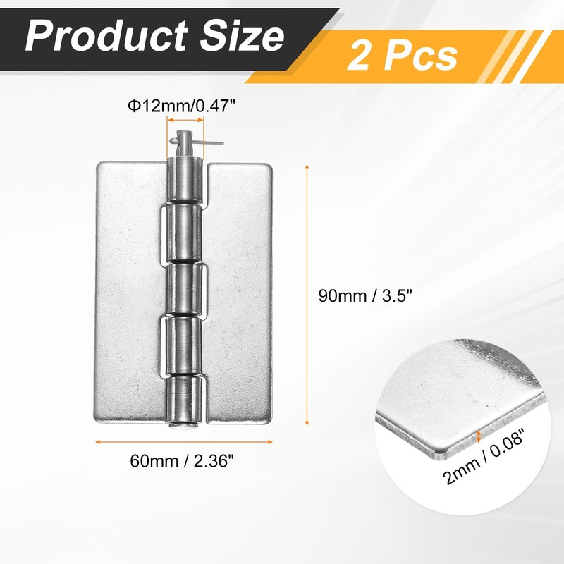 uxcell 2 Pack Heavy Duty Weldable Hinges, 3.5" x 2.36"