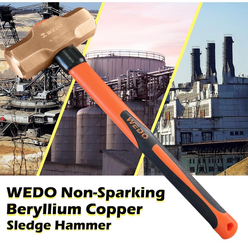 WEDO Non-Sparking Sledge Hammer with Fibreglass Handle, Spark-free Safety Demolition