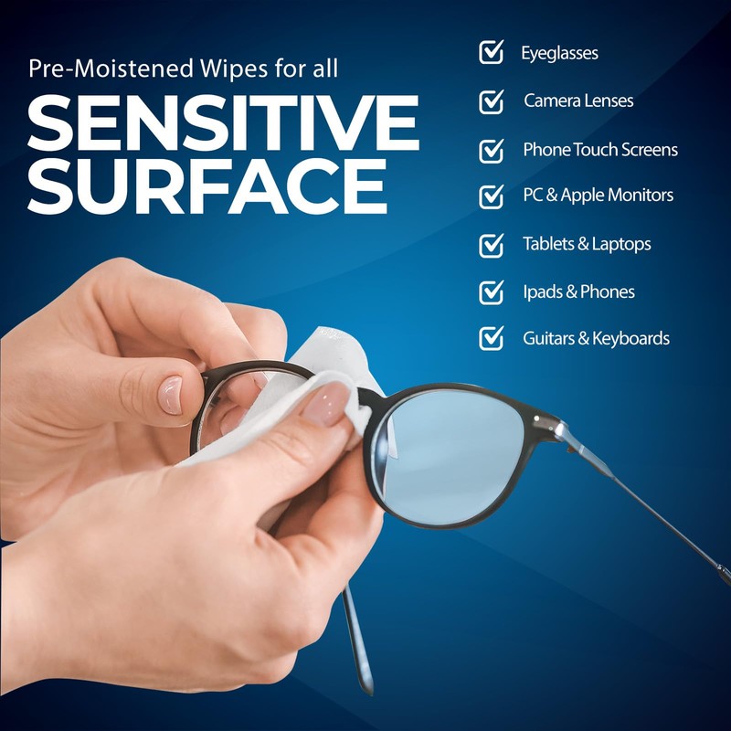 MED PRIDE Lens and Screen Cleaning Wipes for Eyeglasses, Touch