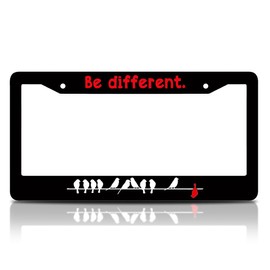 6x12.25 Inches License Plate Frame with Quote Be Different with 2 Standard Slotted Mounting Holes and Screws - Aluminium Accessories for Your Car - Decorated Frames with Birds for Your Number