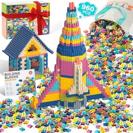 961 piezas de juguetes de construcción para niños de 4 a 8 años, bloques educativos de construcción STEM para el desarrollo del cerebro y mejora de...