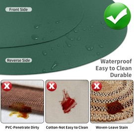 Herda Green Placemats Set of 4 Faux Leather Placemats Wipeable Washable Placemats for Round Table,Table Mat for Kitchen Dining Patio Outdoor Indoor Place Mat 4 Pack for Christmas Holiday Placemats