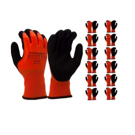 Pyramex GL505 Series Full Dip Sandy Latex Gloves with Fleece 12 pack