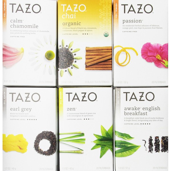 Tazo Assorted Tea Sampler 20ct (pack Of 6)
