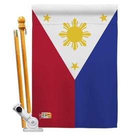 Americana Home & Garden HS140187-BO Philippines World Nationality Decorative Vertical, House Flag Set 28"x 40" w/Flagpole, Multi-Color