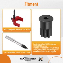 maXpeedingrods J-42083 Automatic Timing Pin & 9U-7227 Injector Height Adjustment Gauge Tool & Engine Barring Socket for Caterpillar CAT 3406E C-15 C-16, (3 PCS)