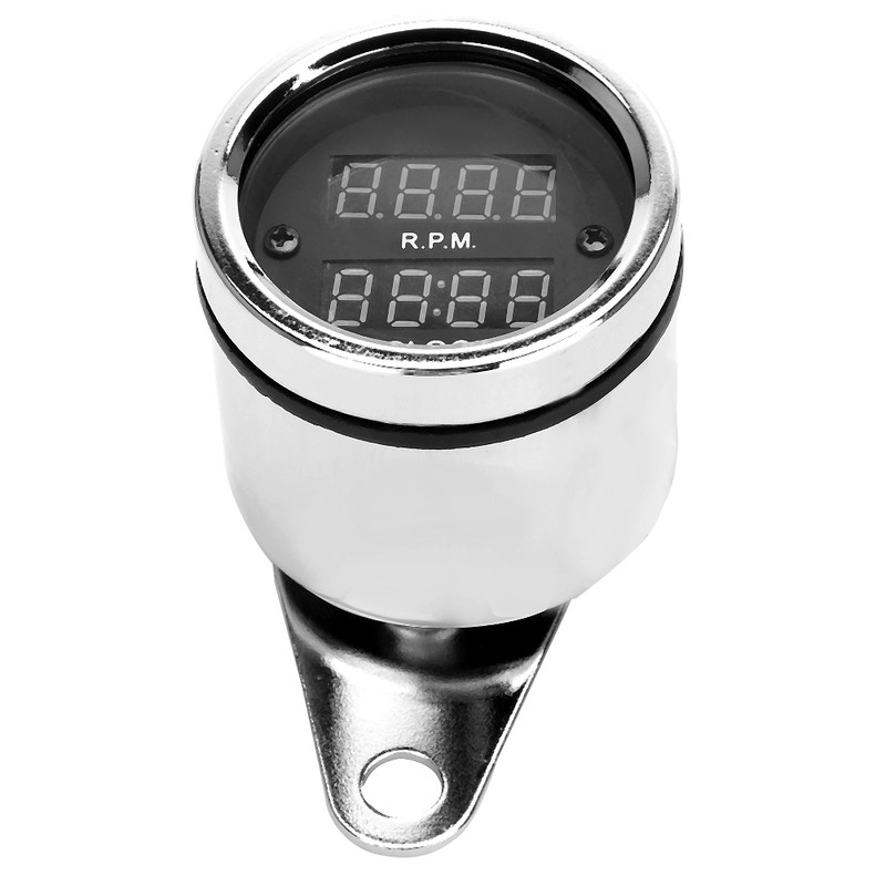 DC 12V Universal Motorcycle Tachometer Time Clock Gauge LED Digital