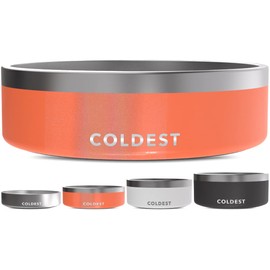 Coldest Dog Bowl - Anti Rust Metal, Non Slip, 3 Layers Insulated Stainless Steel Dog Bowls - Spill Proof & Heavy Duty - Water Bowl for Dogs, Cats & Pets, Dish Washer Safe (42 oz,Candy Red Glitter)