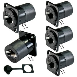 PENGLIN 5PCS D-Type RJ45 CAT6A Coupler, Shielded RJ45 Panel Mount Connector，Ethernet Feed Thru Coupler Female/Female Compatible with CAT6A/CAT6/CAT5E/CAT5