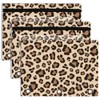 Hobbspring 3pcs 3 Ring Binder Pouch 25x18cm Leopard Print Pencil