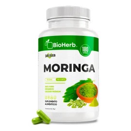 BioHerb | Moringa 100% Pura, Extremadamente Eficaz con 180 Cápsulas (500 mg) Potente Superalimento Antioxidante, Energía y Vitalidad Natural
