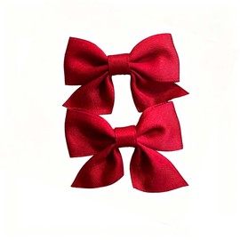LOHGOU Set of 2, Red Ribbon, Hair Clip, Small, Children's, Barrette, Hakama, Graduation Ceremonies, Weddings, Recitals, Yukata, Outfit, Hair Accessories (Red)