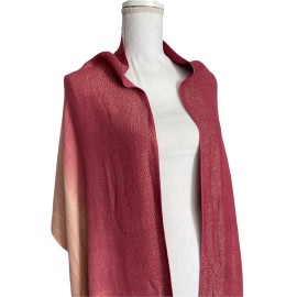 INC Oversized Scarf Wrap Wine Rose Pink Ombré Gold Metallic #T476