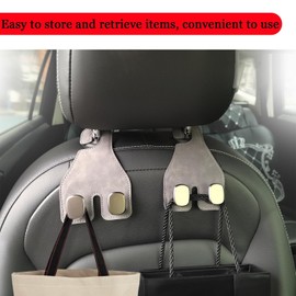 2PC Car Hooks, Car Seat Hooks, Car Seat Storage Hooks for Headrests, Bag Hooks (Grey)