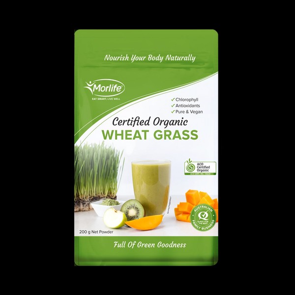 Morlife Wheatgrass Powder Certified Organic 200g