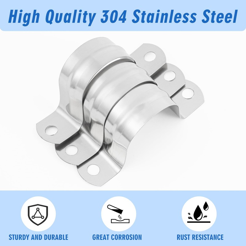 Yaocom 100 Pcs 1 1/4 Inch Pipe Strap Stainless Steel