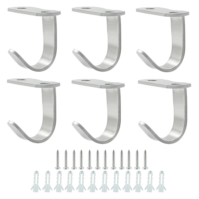 Piutouyar 6 Pack Silver Screw Mounted Ceiling Hooks, Heavy Duty