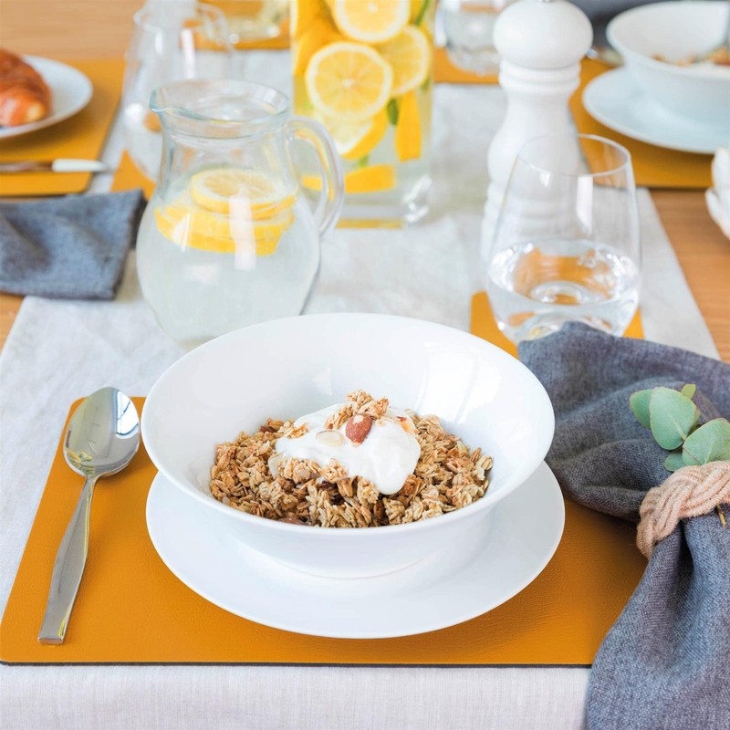 Sets of 4 Mustard Yellow Recycled Leather Placemats (28cm x