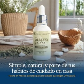 Aceite de Orégano Orgánico con Aceite de Coco en gotas | Producto Natural prensado en frío (30 mL)