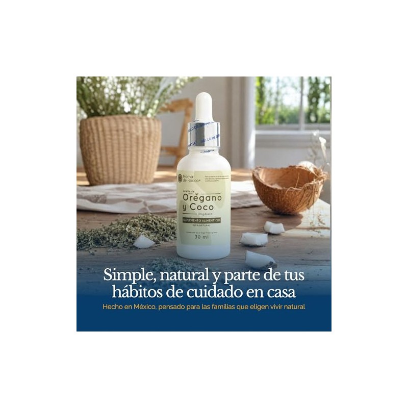 Aceite de Orégano Orgánico con Aceite de Coco en gotas