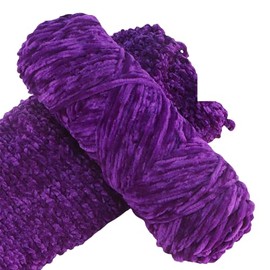 Yarn Velvet Knitting Yarn Soft Crochet Ball Craft Multi Colors, Ideal for Beginners, Kids Crafts (Deep Purple)